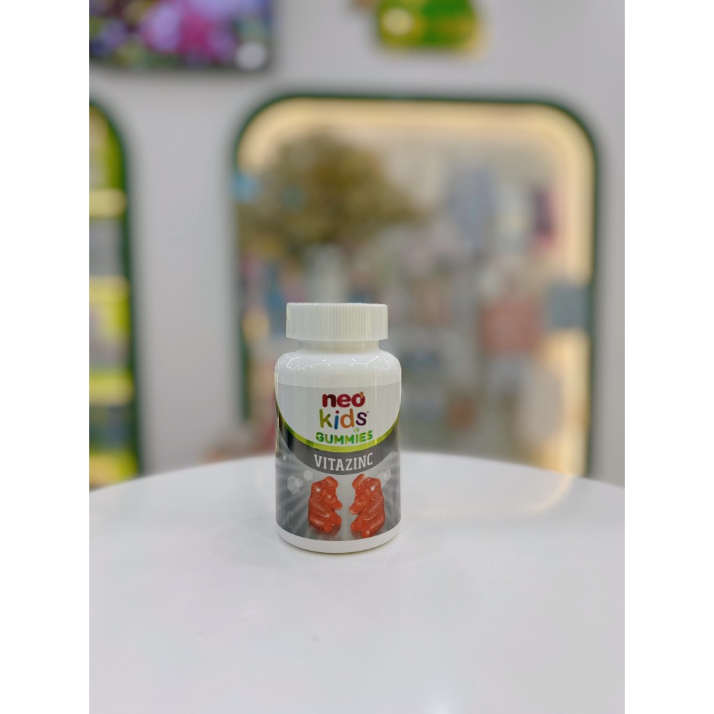Gummies VitazinC Kẽm Hữu cơ con gấu Neokids Viên nhai Hộp 60 viên + quà