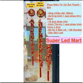 Pháo Điện Tử Trang Trí Tết- Điều Khiển Từ Xa Dài 200cm Có Đèn Led Chữ Việt