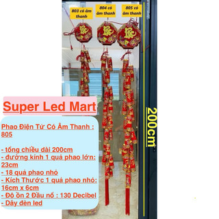 Pháo Điện Tử Trang Trí Tết- Điều Khiển Từ Xa Dài 200cm Có Đèn Led Chữ Việt