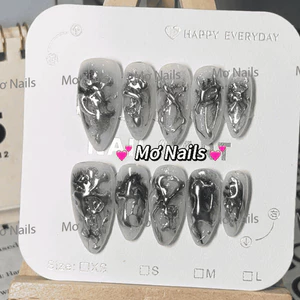 Nail Box thiết kế sexy cá tính tráng gương bạc vân đen M17 Mơ Nails