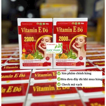 Vitamin E Đỏ 2000IU, Vitamin e đỏ 2000 giúp da căng bóng, trắng da, trẻ hóa hộp 30 viên