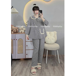 Bộ bầu - bộ sau sinh - BỘ DÀI KẺ XỐP CỔ SEN REN VIỀN 1 TÚI - 7 Màu