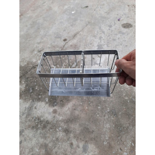 Giá Inox 304 Để Đồ Rửa Chén Bát 2 ngăn kèm khay hứng nước, Giá treo vòi inox tiện lợi