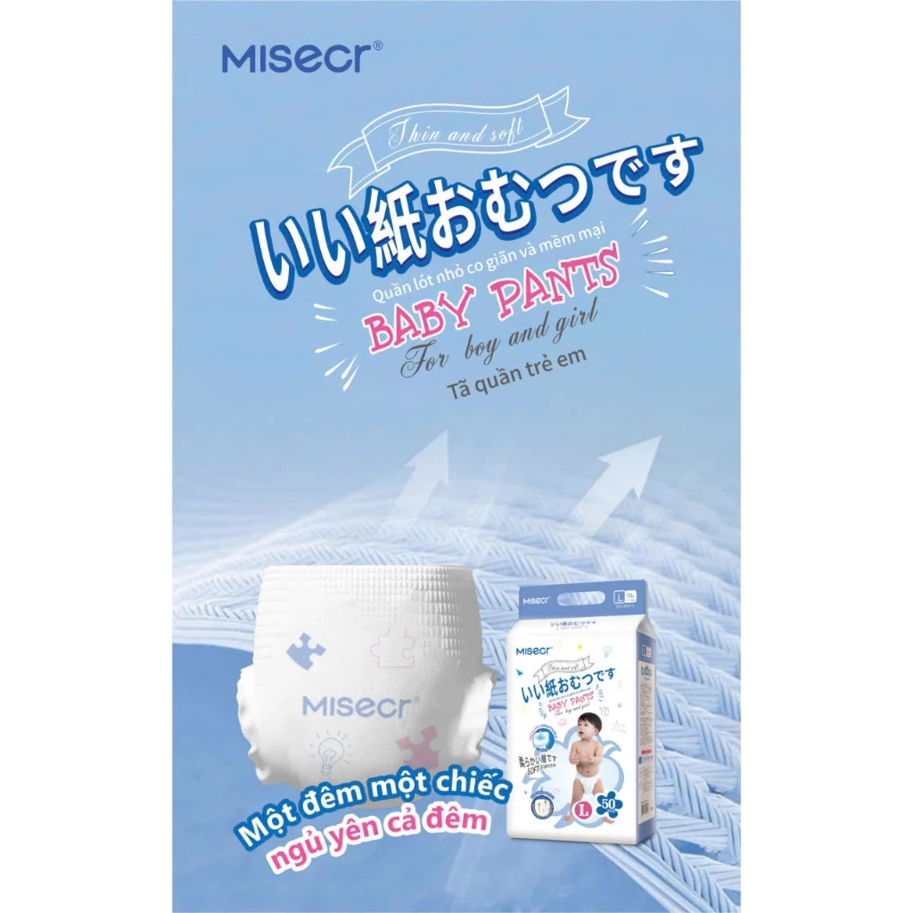 Tã quần quần vệ sinh  New Baby Misecr tã em bé co giãn và mềm mại bỉm, thấm hút nhanh, không vón cục và thấm ngược