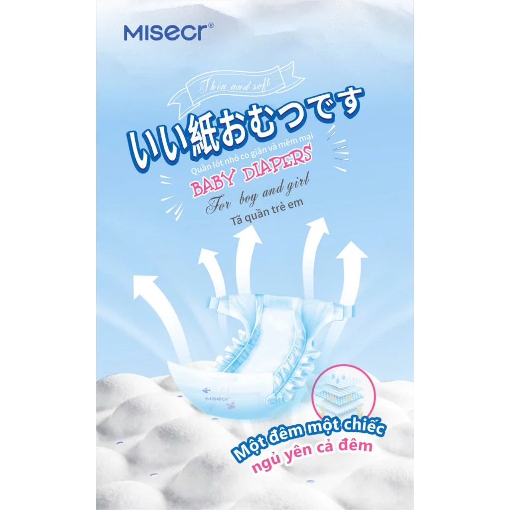 Tã quần quần vệ sinh  New Baby Misecr tã em bé co giãn và mềm mại bỉm, thấm hút nhanh, không vón cục và thấm ngược