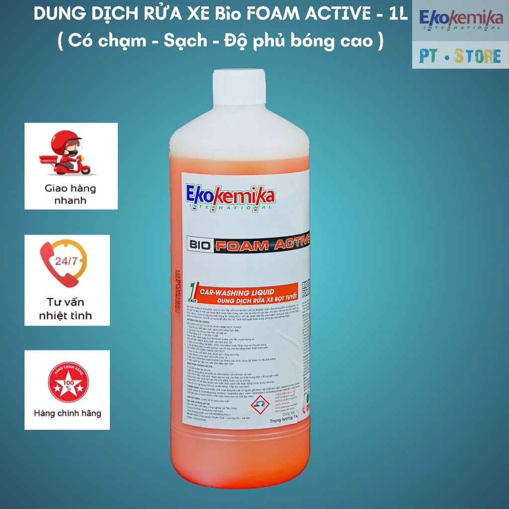 [EKOKEMIKA] - BIO FOAM ACTIVE - DUNG DỊCH RỬA XE CÓ CHẠM - NHIỀU BỌT - SẠCH, ĐỘ PHỦ BÓNG CAO