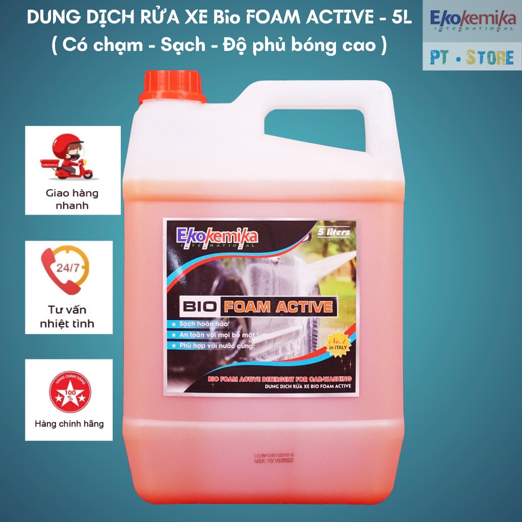 [EKOKEMIKA] - BIO FOAM ACTIVE - DUNG DỊCH RỬA XE CÓ CHẠM - NHIỀU BỌT - SẠCH, ĐỘ PHỦ BÓNG CAO