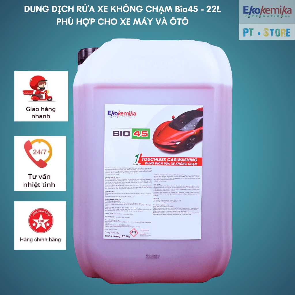 Dung dịch rửa xe không chạm BIO45 - 1L [ Mẫu tem mới 2024 ]