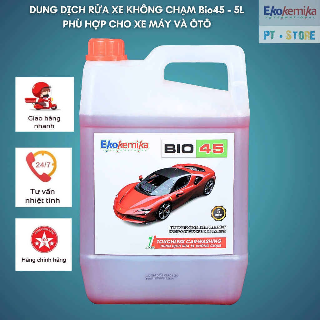 Dung dịch rửa xe không chạm BIO45 - 1L [ Mẫu tem mới 2024 ]