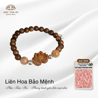 Vòng trầm hương Liên Hoa Bảo Mệnh Mộc Tâm An quà tặng mang lại may mắn, bình an