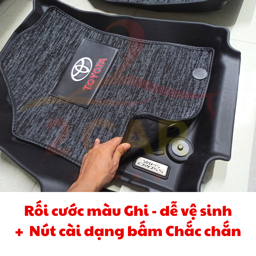 Thảm lót sàn NHỰA 5D xe Toyota Yaris Cross 2023 2024, 2025 Thảm TPE TRÀN VIỀN đúc nguyên khối theo xe. Bộ 3 miếng