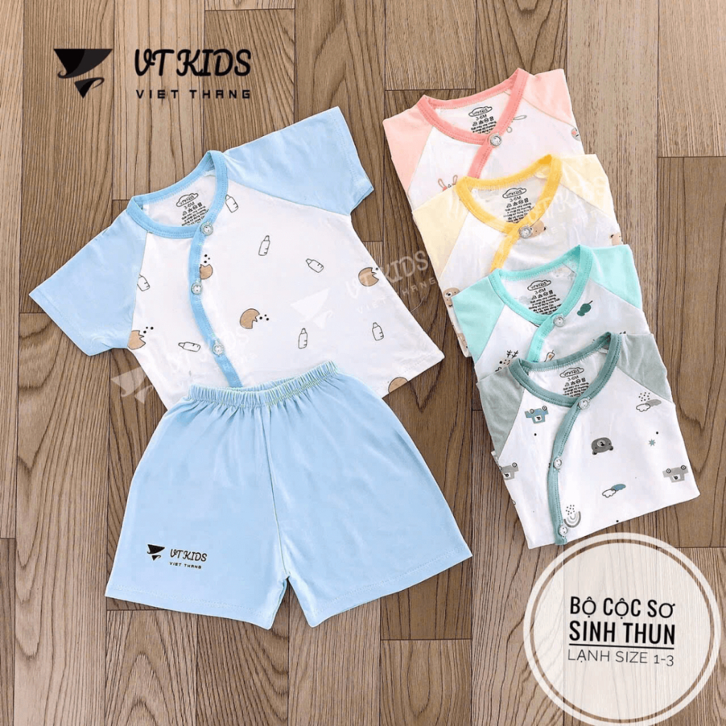 Set 2 - 3 Bộ cộc tay sơ sinh vải thun lạnh VT mềm mịn mát cho bé sơ sinh size 3-9kg CL122 Đậu Đậu Store
