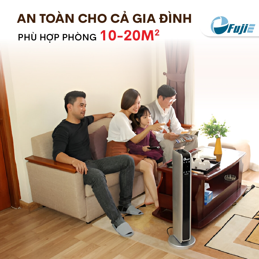 Quạt sưởi FujiE CH-2200 gốm Ceramic,không đốt oxi, tự ngắt khi quá nhiệt, nghiêng đổ, điều khiển từ xa,bảo hành 12 tháng