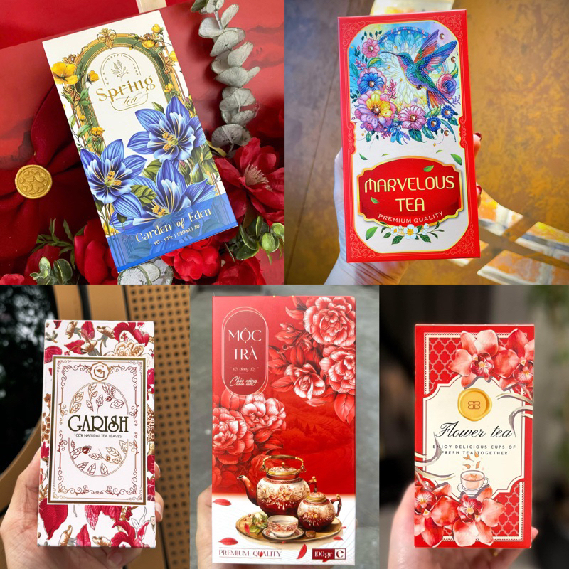 Vỏ hộp đựng trà, chè spring tea đóng giỏ quà tết | Shopee Việt Nam