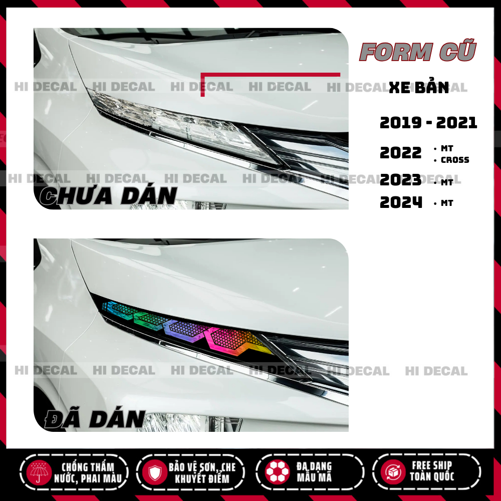 Tem dán đèn Xpander 2019 - 2024 form cũ (1 cặp). decal đổi màu đèn Xpander chống nước bền màu