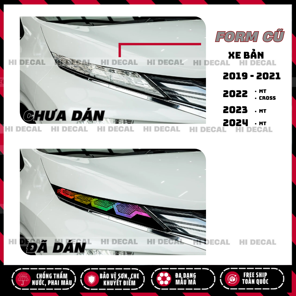 Tem dán đèn Xpander 2019 - 2024 form cũ (1 cặp). decal đổi màu đèn Xpander chống nước bền màu