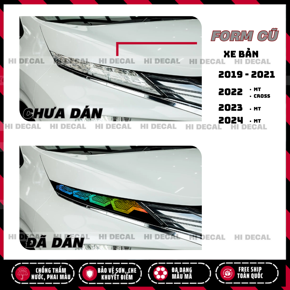 Tem dán đèn Xpander 2019 - 2024 form cũ (1 cặp). decal đổi màu đèn Xpander chống nước bền màu