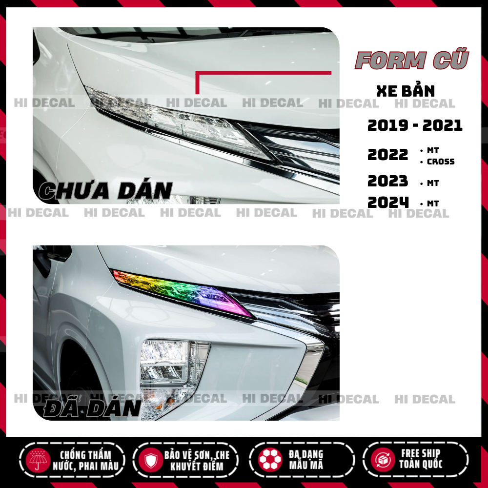 Tem dán đèn Xpander 2019 - 2024 form cũ (1 cặp). decal đổi màu đèn Xpander chống nước bền màu