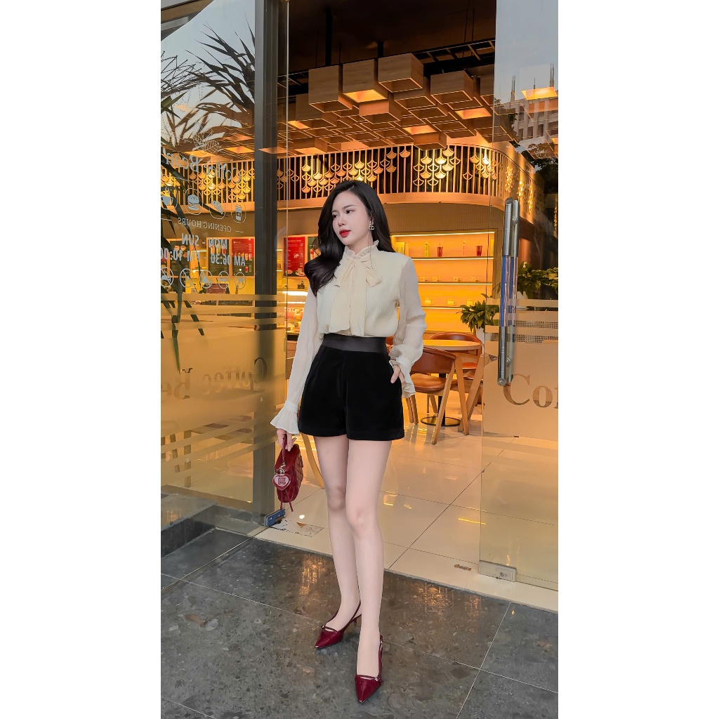[CÓ BIGSIZE] Quần nhung CÓ BIGSIZE quần short đùi nhung nữ cạp cao 2 lớp HN DESIGN mã 707