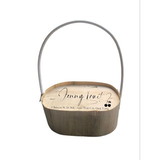 ( JENNY FRUIT ) Khay gỗ bọc ren đựng trái cây , quà biếu
