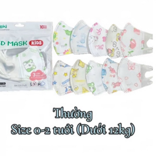 [ Mua 100 tặng 10 cái ] Khẩu trang trẻ em 5D TAKI cho bé từ 3-8 tuổi