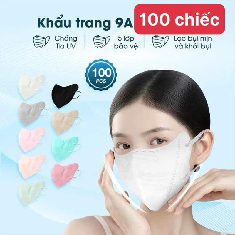 100 chiếc Khẩu trang 9A chống nắng 5 lớp che toàn mặt ngăn ngừa khói bụi chống tia UV