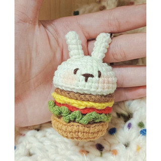 móc khoá len thỏ hamburger | sản phẩm thủ công |