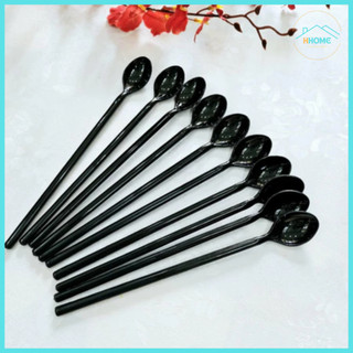 COMBO 10C Muỗng Cà Phê Nhựa FACO Cứng Cao Cấp Màu Đen Xuất Nhật, Cạnh Trơn Không Xước