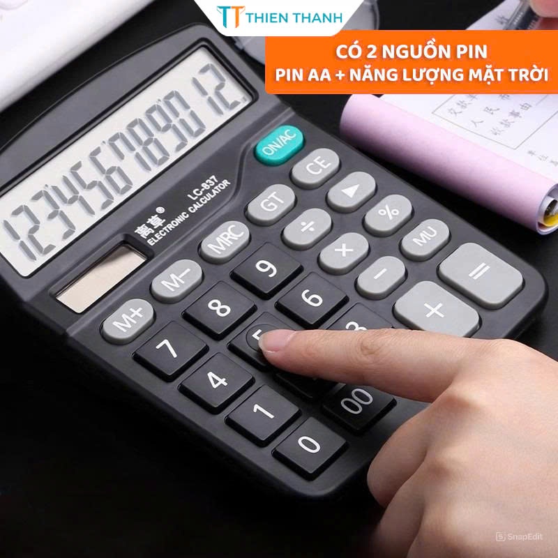 Máy Tính Cầm Tay 2 Nguồn Pin Năng Lượng Mặt Trời Pin AA Hiển Thị 12 Số Tiện Lợi Dễ Dàng Mang Theo
