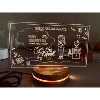 [20-11] Đèn Trang Trí  - Phòng Ngủ - Bàn Làm Việc - Khắc laser led sáng - [Đế led ngẫu nhiên]
