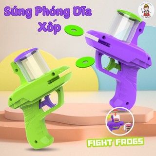Đồ Chơi Máy Phóng Dĩa Xốp Ếch Xanh Vô Tri Chất Liệu Xốp EVA Mềm Mại An Toàn Cho Bé Kèm Băng Dĩa Cà Rốt