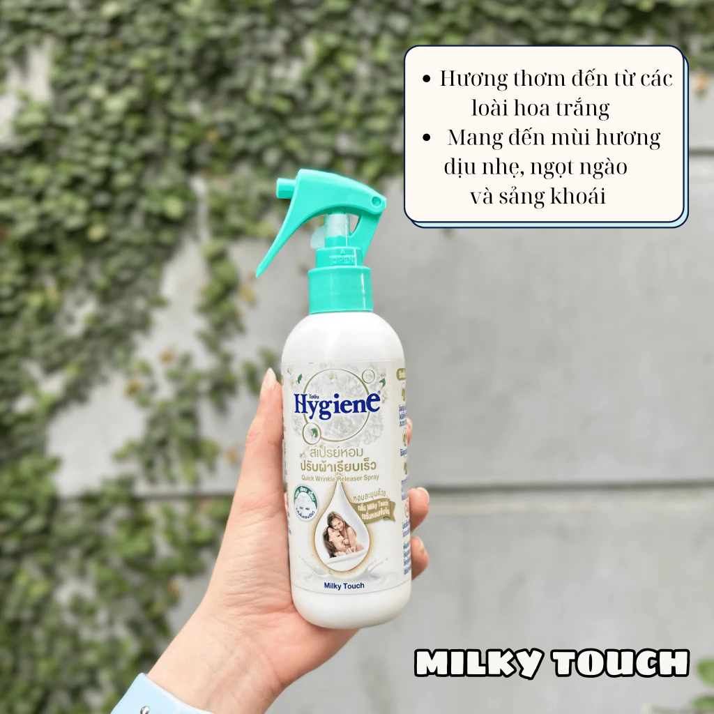 Xịt thơm làm phẳng quần áo Hygiene Rose Water Thái Lan 220ml - Khử mùi hôi giúp quần áo mềm mại, thơm mát