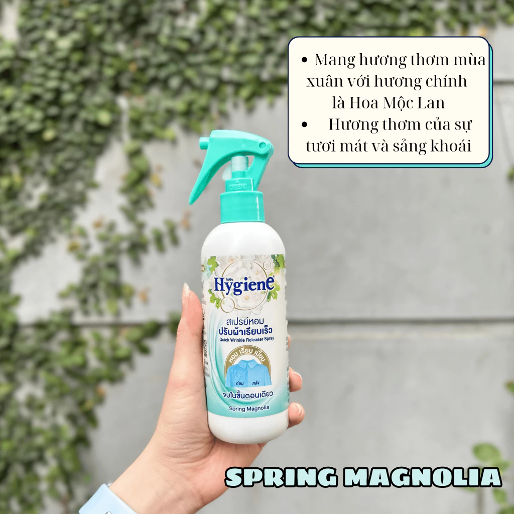 Xịt thơm làm phẳng quần áo Hygiene Rose Water Thái Lan 220ml - Khử mùi hôi giúp quần áo mềm mại, thơm mát