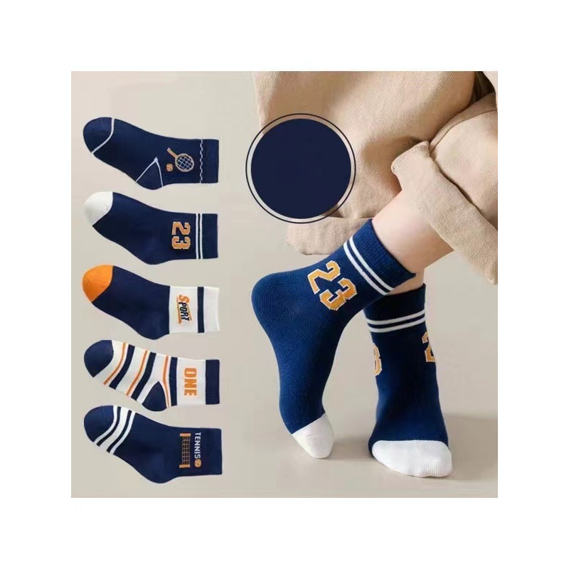 Tất trẻ em, set 5 đôi tất cho bé từ 1-4 tuổi, 4-8 tuổi và 8-12 tuổi BN02A Cotton