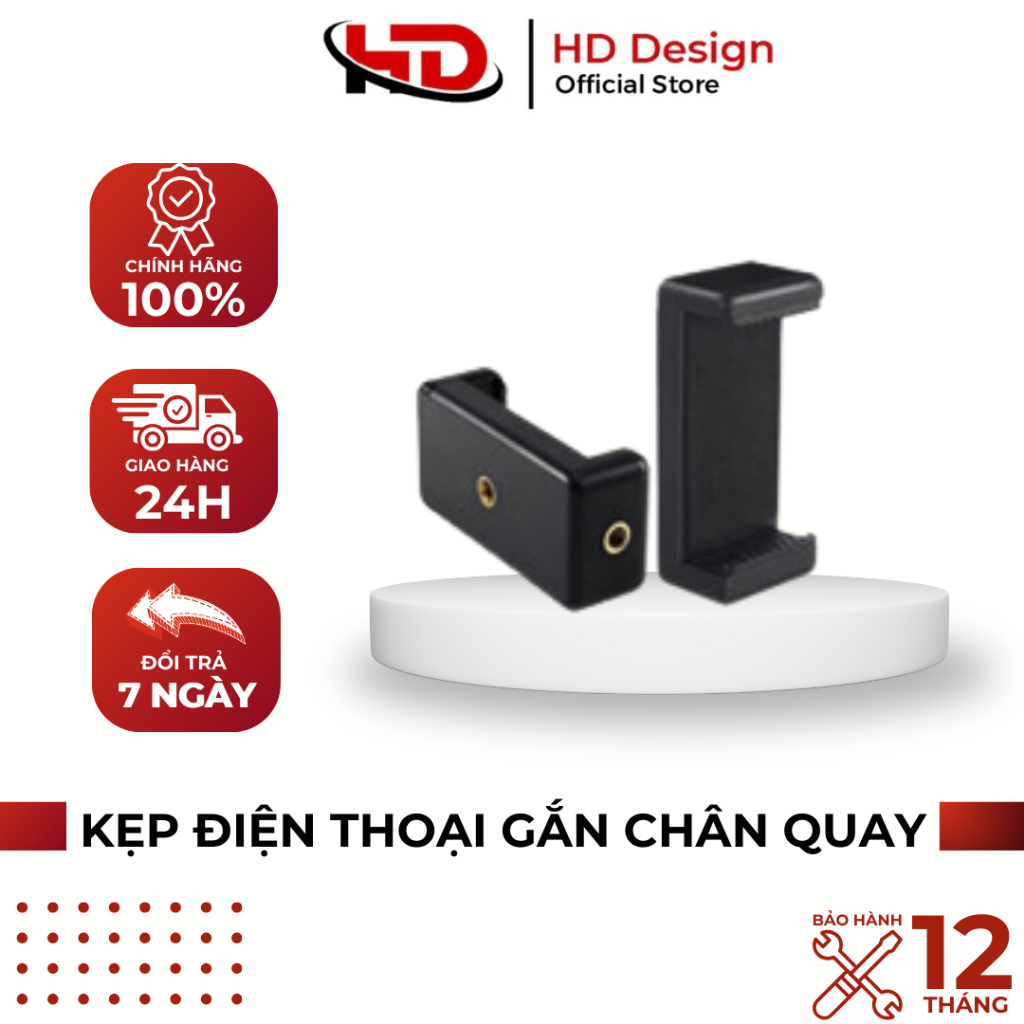 Kẹp Điện Thoại Gắn Chân Quay Video, Chụp Ảnh - Chính Hãng HD Design
