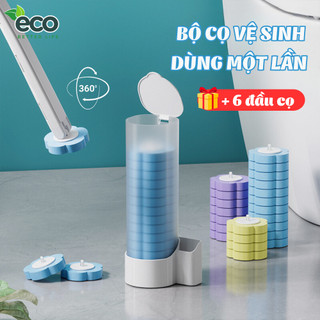 Bộ cọ vệ sinh nhà tắm ECO dùng một lần gắn tường, cọ toilet xoay 360 độ thế hệ mới có đầu thay thế