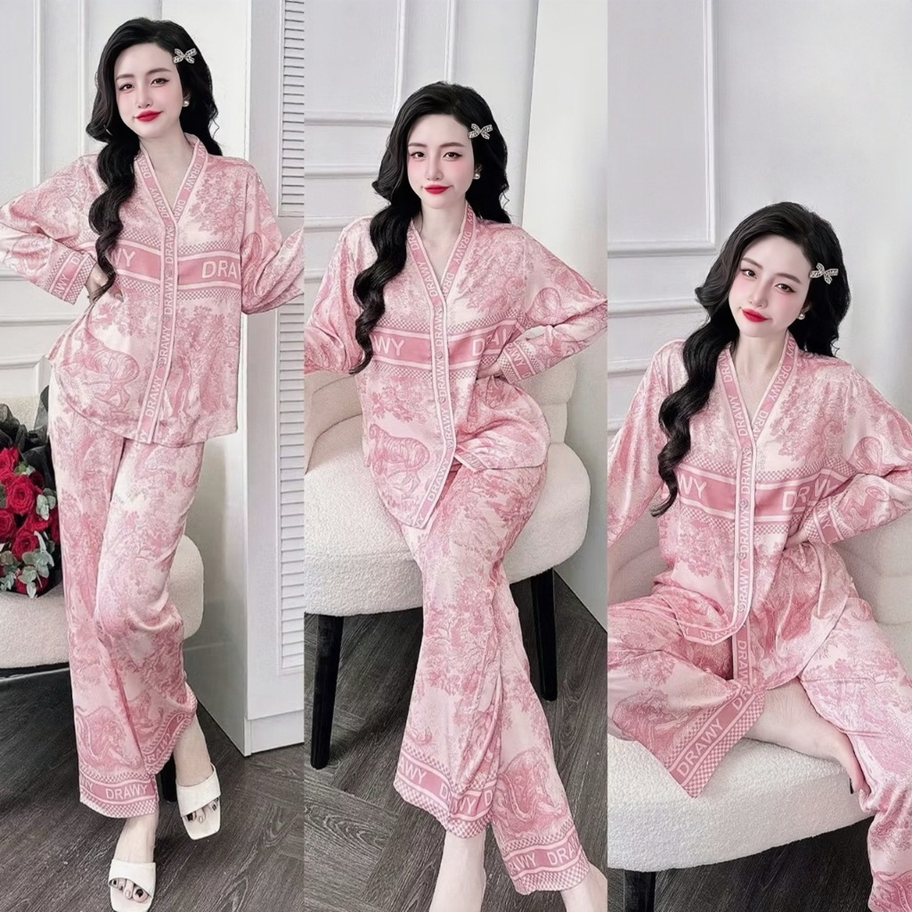 Ảnh Bộ Đồ Ngủ Pijama Dài Tay Hisexy Set Pijama Dài tay Lụa Latin Cao Cấp P11 3