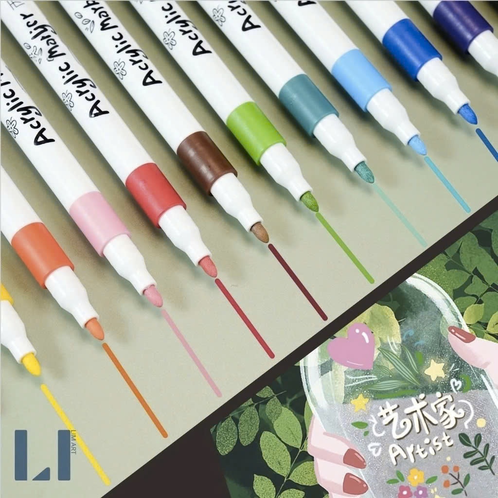 [Màu đẹp] Bút Màu Acrylic Marker 12/24/36/48/60 Màu Cao Cấp Màu Sắc Tươi Sáng