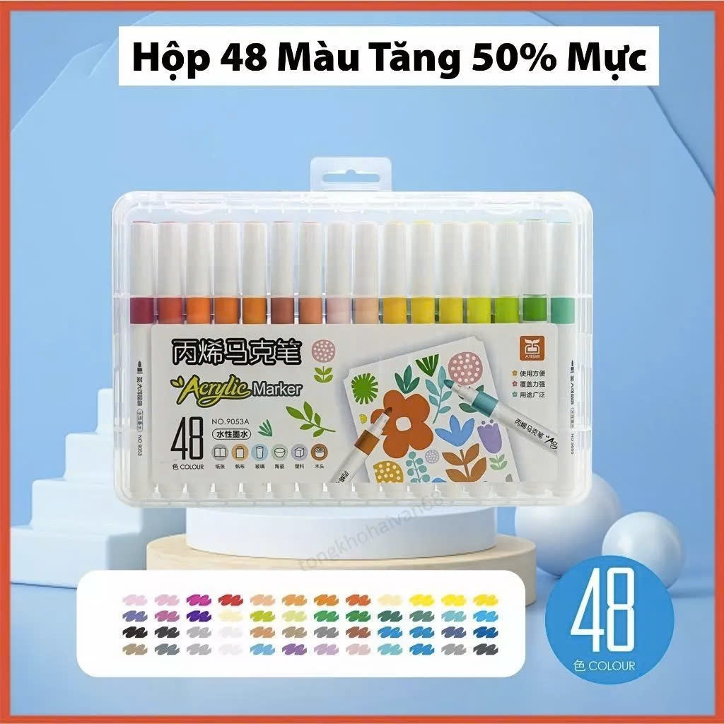 [Màu đẹp] Bút Màu Acrylic Marker 12/24/36/48/60 Màu Cao Cấp Màu Sắc Tươi Sáng