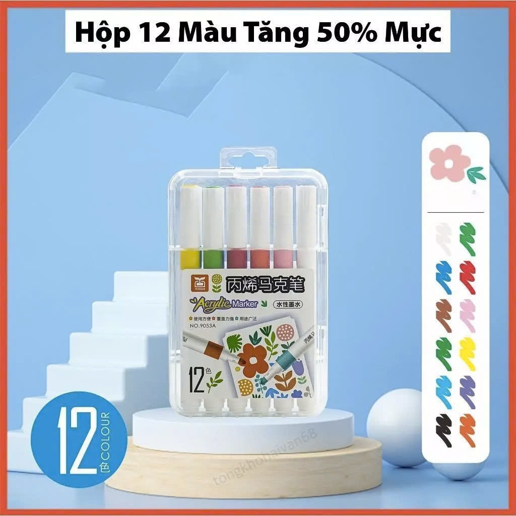 [Màu đẹp] Bút Màu Acrylic Marker 12/24/36/48/60 Màu Cao Cấp Màu Sắc Tươi Sáng