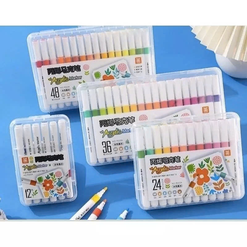 [Màu đẹp] Bút Màu Acrylic Marker 12/24/36/48/60 Màu Cao Cấp Màu Sắc Tươi Sáng