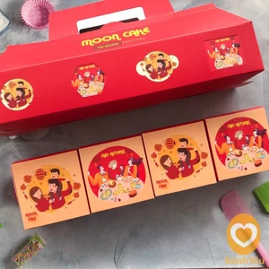 Hộp bánh trung thu 4 bánh kiểu Ngang - Sum Vầy BB28D