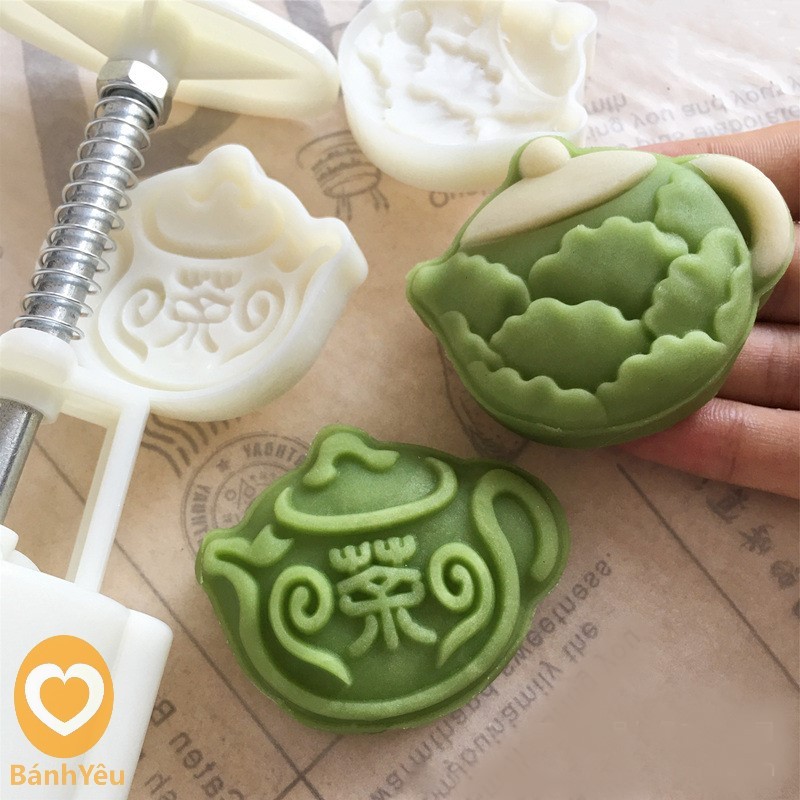 Khuôn bánh trung thu lò xo 50g 2 mặt Ấm trà - KH216J