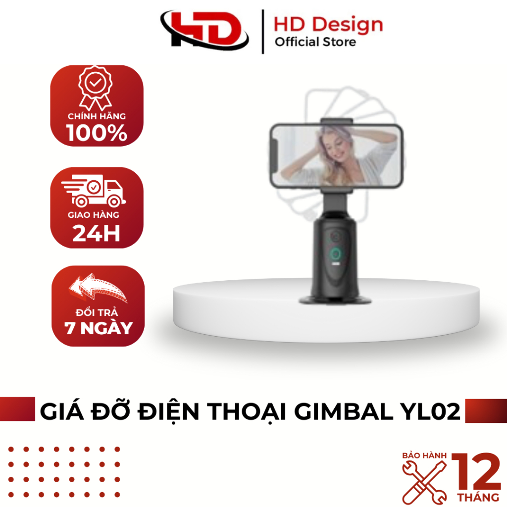 Giá Đỡ Điện Thoại Gimbal YL02 - quay video 360 °- tự động theo dõi khuôn mặt  - Chính Hãng HD Design
