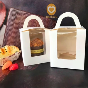 Hộp Cupcake đựng 1 bánh có quai xách dùng làm quà tặng sinh nhật, tiệc cưới - BBTC