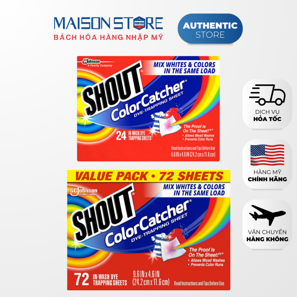 GIẤY HÚT MÀU GIẶT QUẦN ÁO SHOUT COLOR CATCHER - Hàng Nhập USA Chính ...