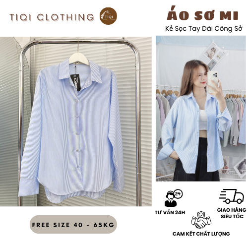 [FLASH SALE] Áo Sơ Mi Phong Cách Hàn Quốc, Kẻ Sọc Chất Vải Không Nhăn Xinh Xắn - SHOP HÀNG QUẢNG CHÂU NỮ