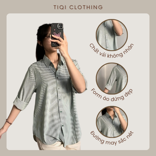 [FLASH SALE] Áo Sơ Mi Phong Cách Hàn Quốc, Kẻ Sọc Chất Vải Không Nhăn Xinh Xắn - SHOP HÀNG QUẢNG CHÂU NỮ