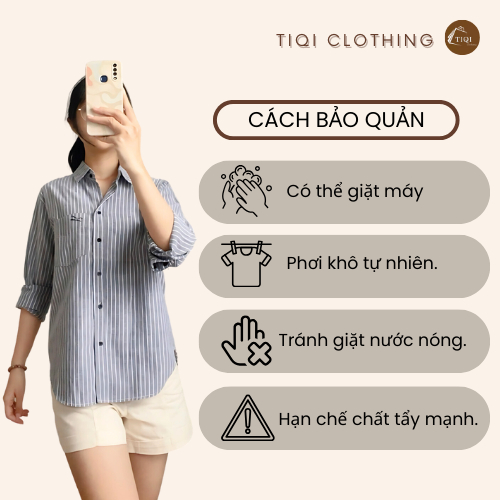 Áo Sơ Mi Kẻ Sọc Vừa Trẻ Trung 1 Túi Thêu, Sơ Mi Chất Đũi Xược Mềm Mại, Thấm Hút Mồ Hôi Freesize TiQi Clothing