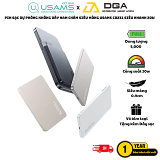 Usams Wireless Power bank 5000mAh Sạc dự phòng từ tính không dây 20w cho iP16 15 14 13 12 Series
